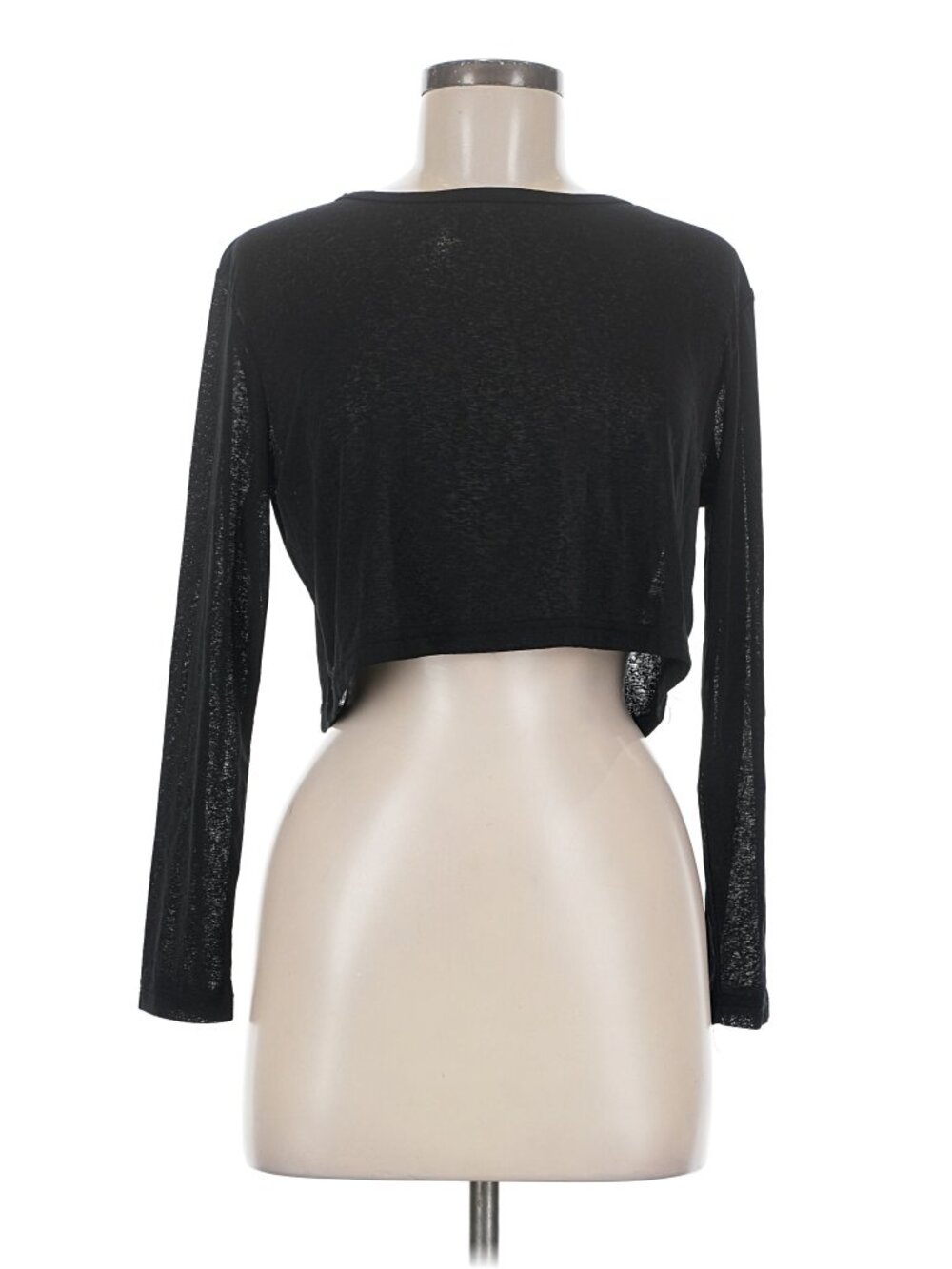 DAZY Black Semi Sheer Cropped Top Women's Medium 3/4 Sleeve Lightweight Layering